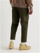 Flagstuff - Tapered Cropped Cotton-Blend Moleskin Trousers - Brown