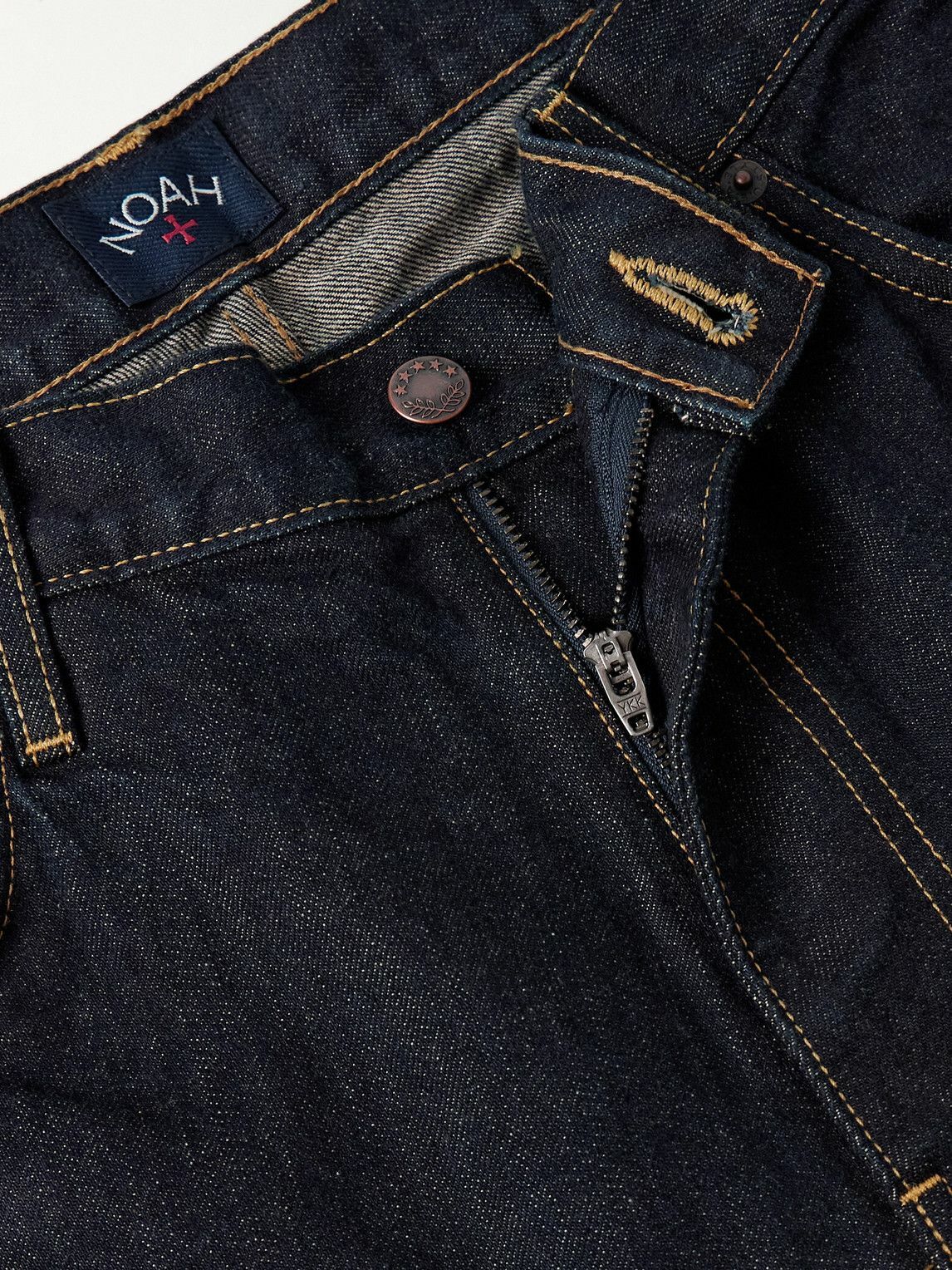 Noah - Stovepipe Wide-Leg Selvedge Jeans - Blue