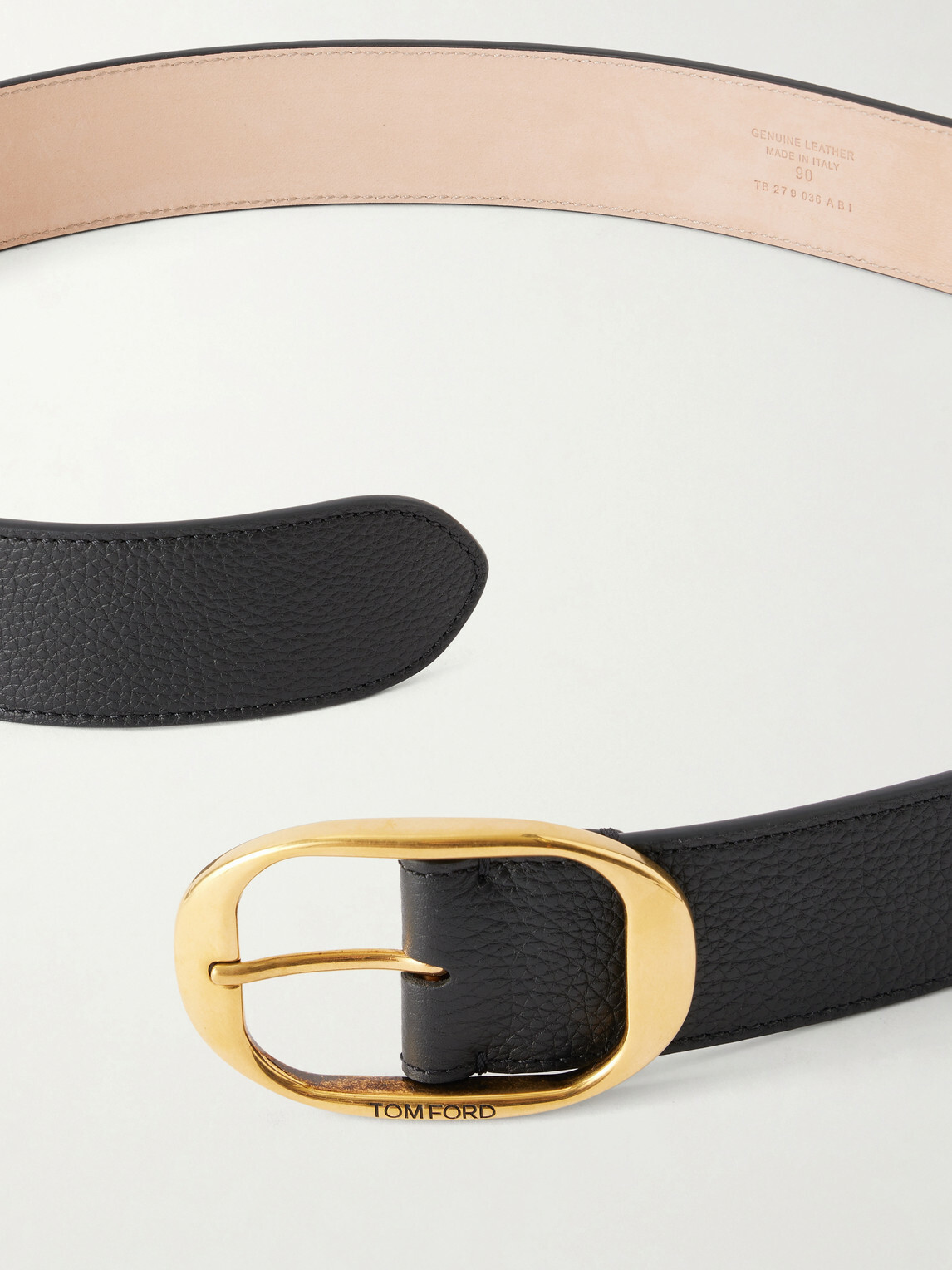 TOM FORD - 4cm Logo-Engraved Full-Grain Leather Belt - Black