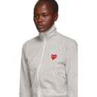 Comme des Garcons Play Grey Heart Patch Zip-Up Jacket