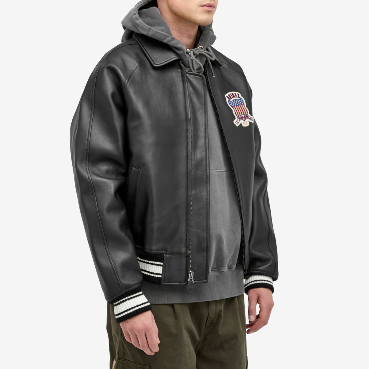 Avirex Men's Icon Leather Jacket in Black