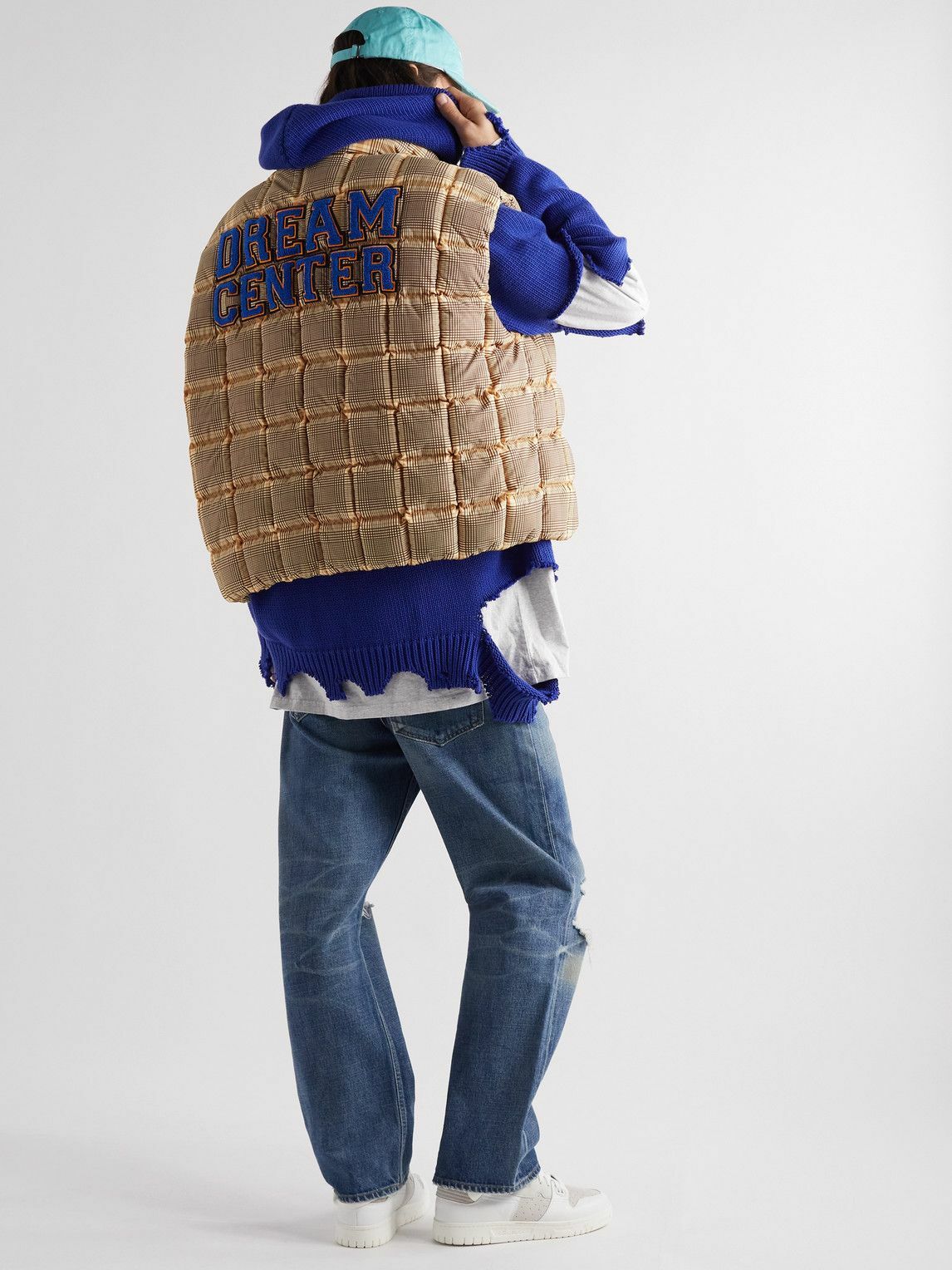 Liberal Youth Ministry - Appliquéd Quilted Checked Padded Shell Gilet - Neutrals