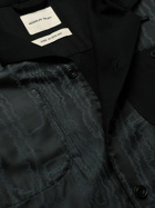 Nicholas Daley - Aloha Camp-Collar Panelled Satin-Jacquard and Cotton-Twill Shirt - Blue