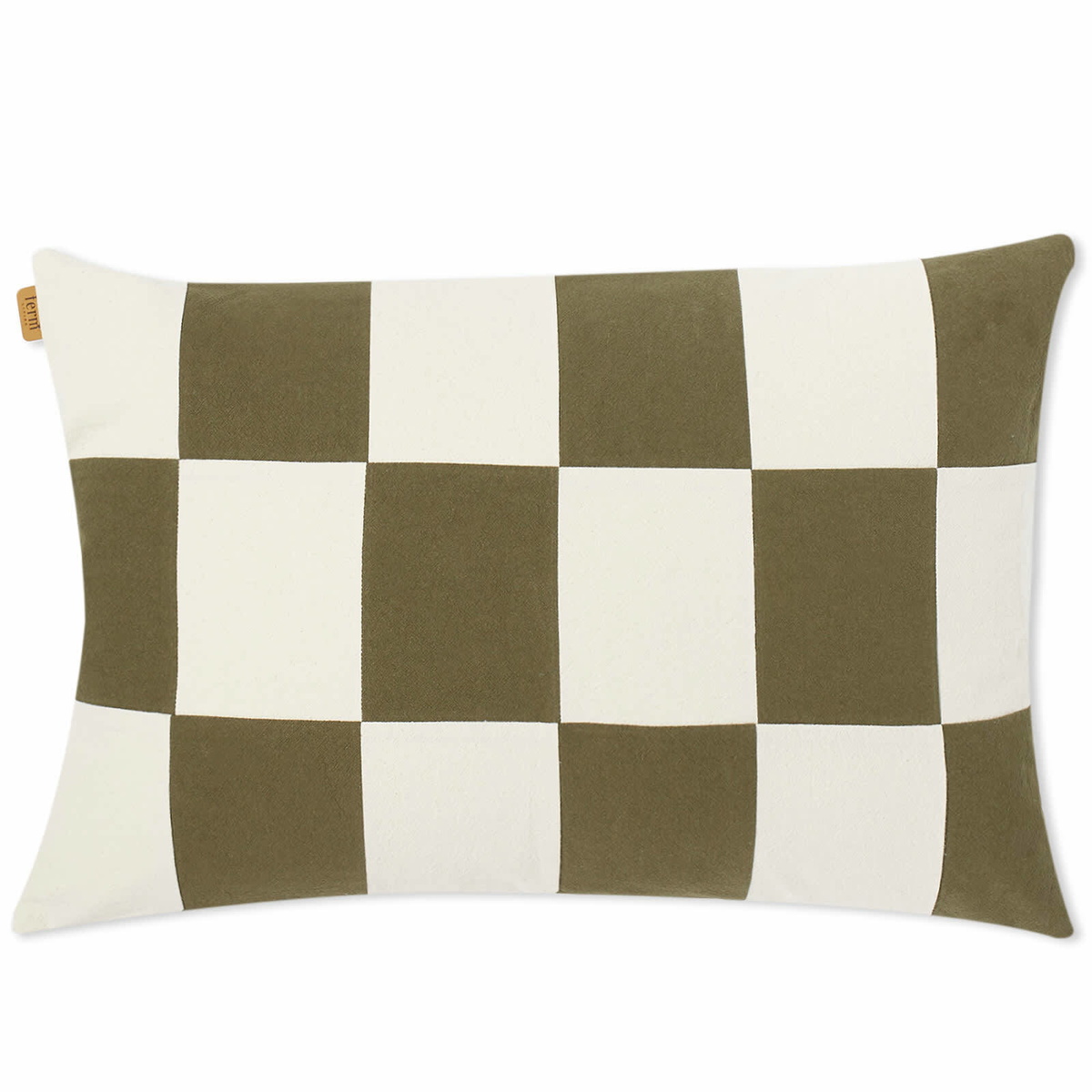 ferm LIVING Fold Patchwork Cushion in Dark Olive/Undyed 