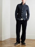 S.N.S Herning - Stark Slim-Fit Basketweave Virgin Wool Cardigan - Blue