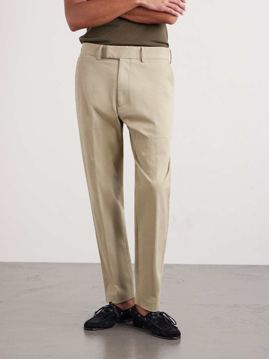 TOM FORD - Tapered Cotton-Blend Twill Trousers - Neutrals