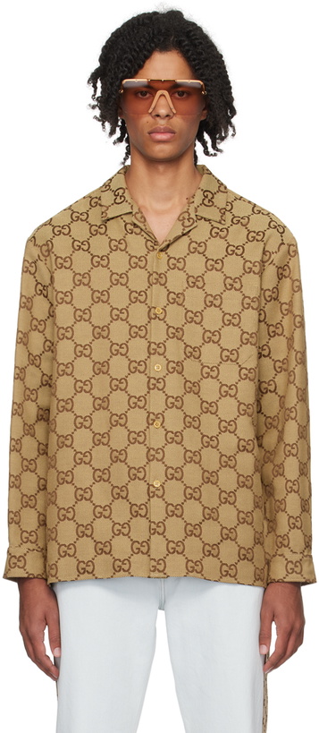 Photo: Gucci Brown Maxi GG Shirt