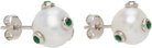 VEERT White Gold Polka Dot Pearl Earrings
