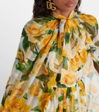 Dolce&Gabbana Floral caped silk chiffon gown