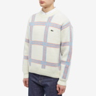 Lacoste Men's Check Wool Crew Knit in Lapland/Red Currant
