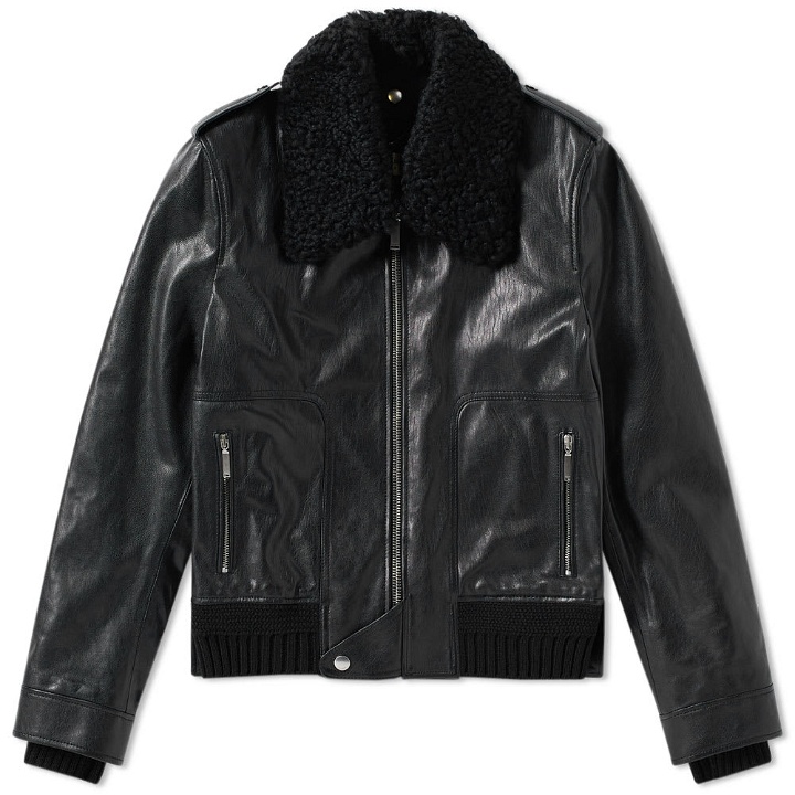 Photo: Saint Laurent Shearling Collar Leather Jacket