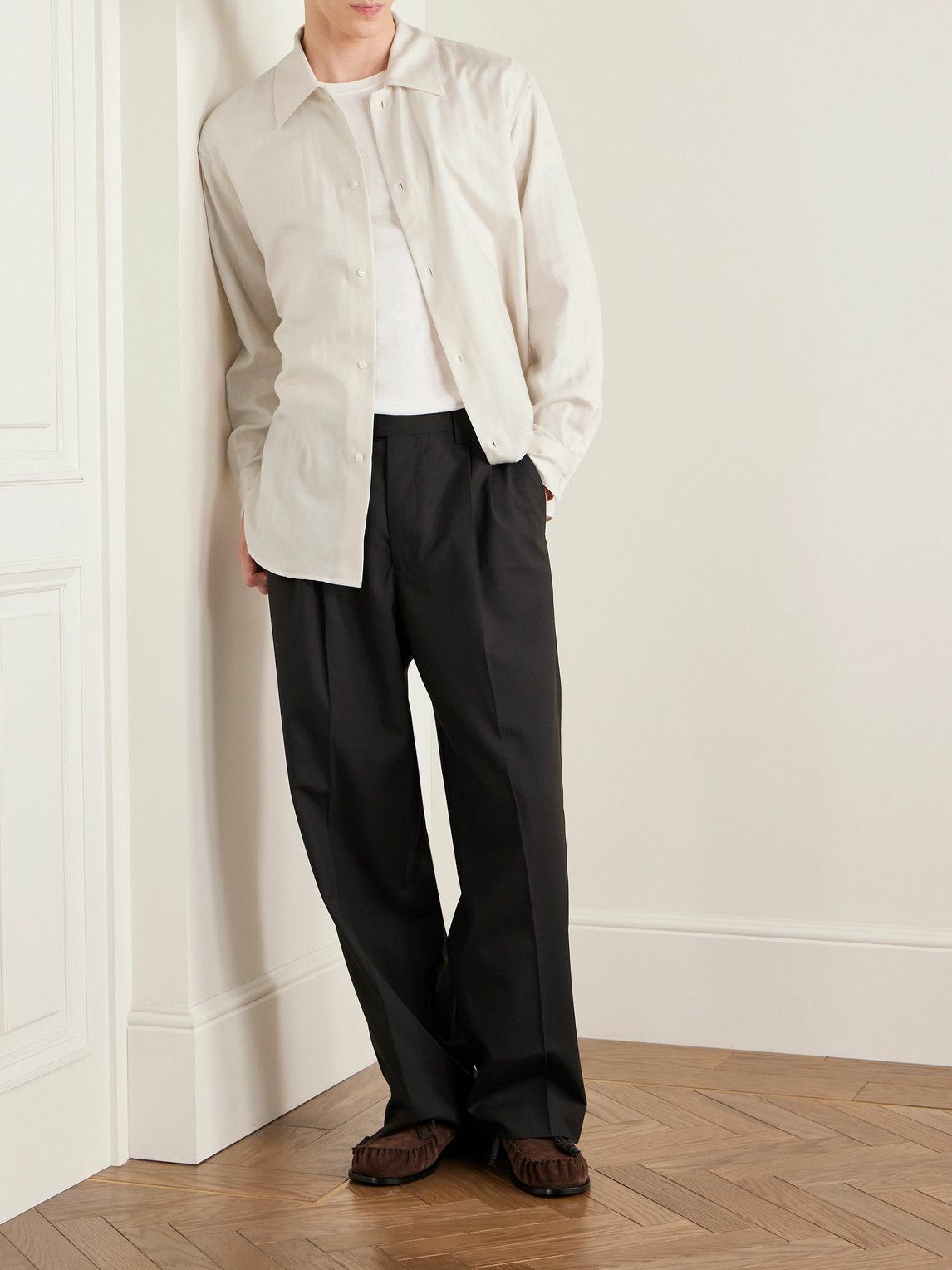 Auralee - Herringbone Cotton and Cashmere-Blend Shirt - White Auralee