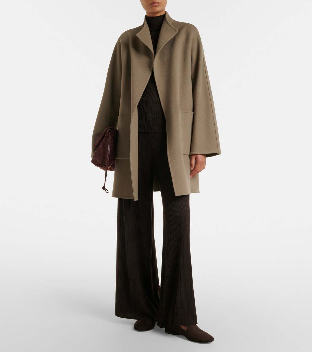 Agnona Cashmere, wool, and silk wide-leg pants