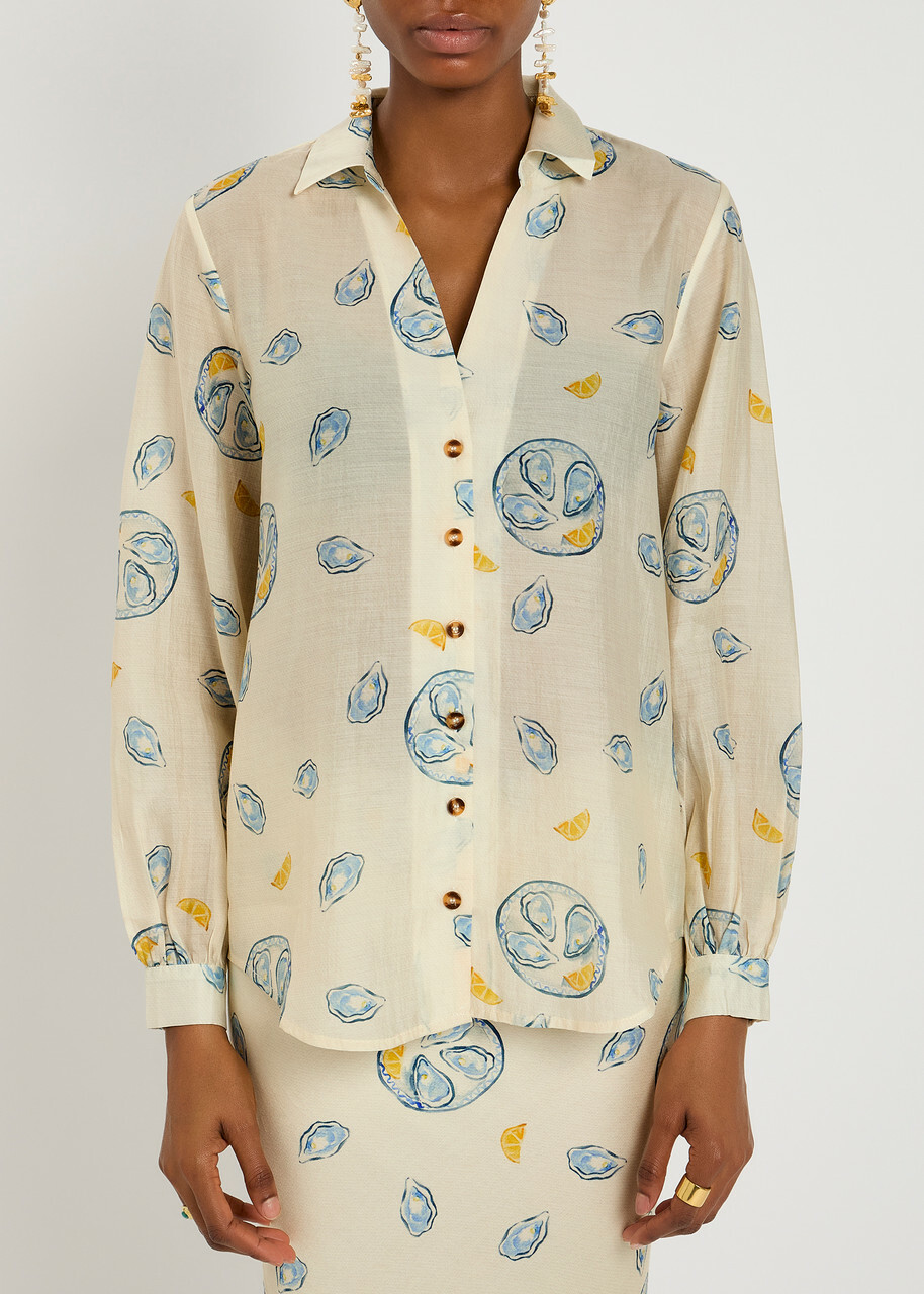 Never Fully Dressed Oyster Miley Printed Woven Shirt Cream