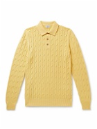 Ghiaia Cashmere - Slim-Fit Cable-Knit Cotton Polo Shirt - Yellow