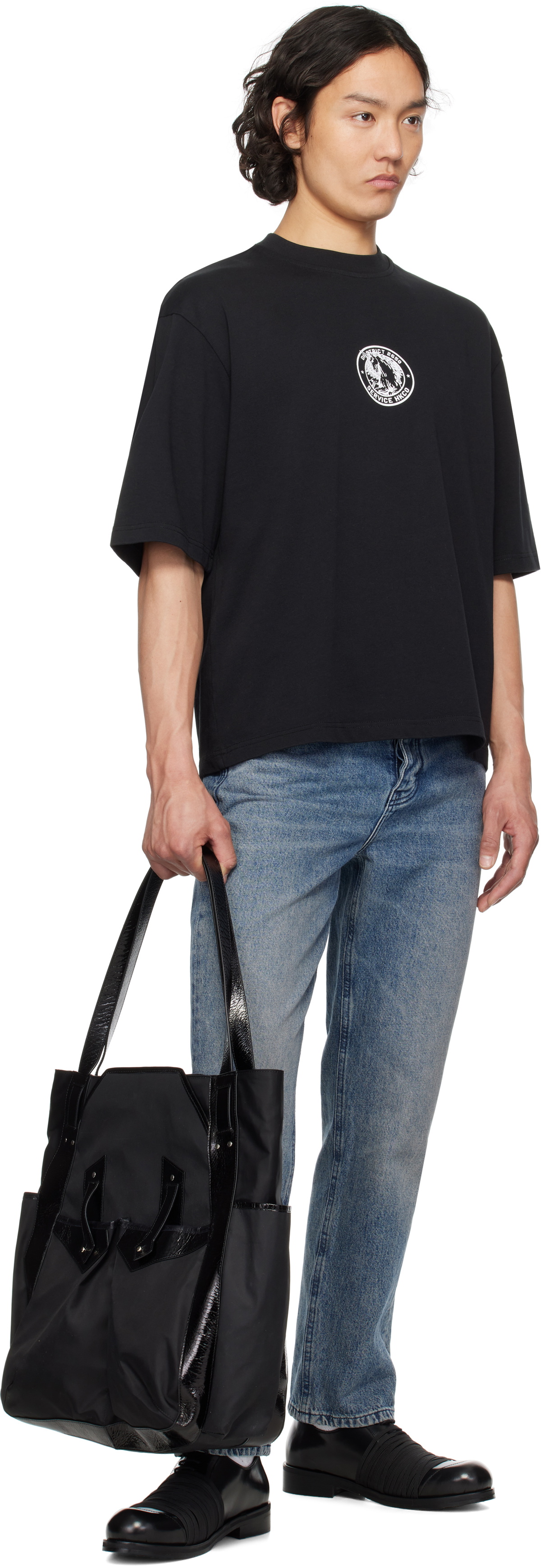 Han Kjobenhavn Black 'Officer' Printed Oversized T-shirt