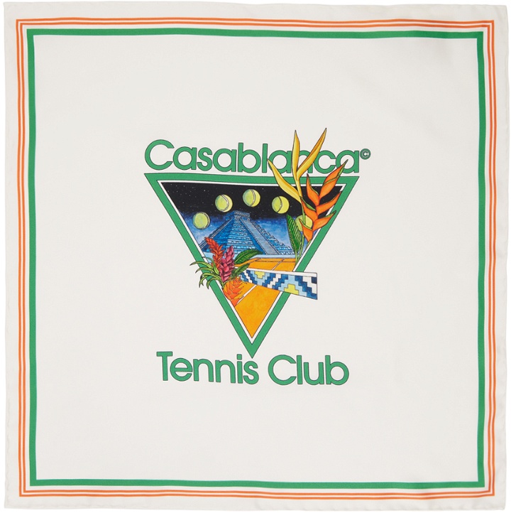 Photo: Casablanca White 'Tennis Club Icon' Medium Scarf