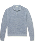 Peter Millar - Waffle-Knit Pima Cotton and Merino Wool-Blend Half-Zip Sweater - Blue