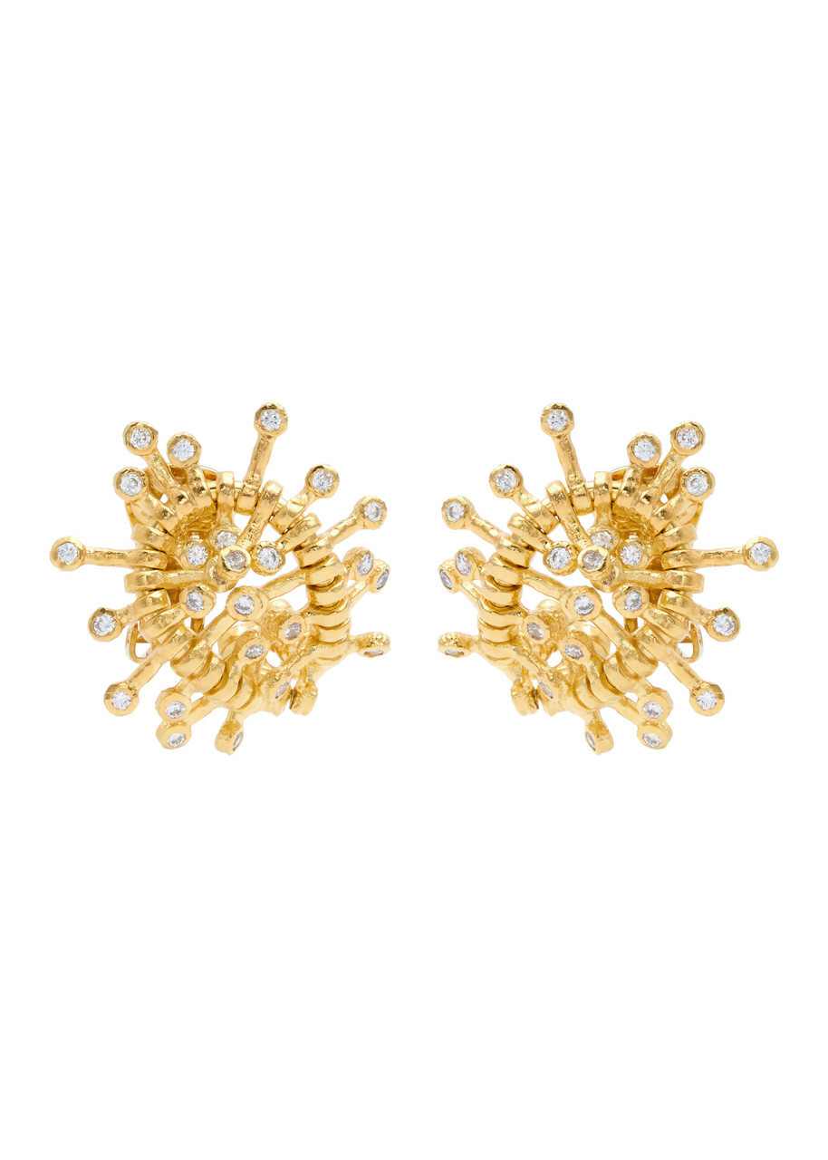 Joanna Laura Constantine Stud Wave Embellished Earrings - Gold - One Size