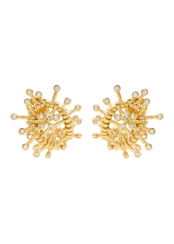 Photo: Joanna Laura Constantine Stud Wave Embellished Earrings - Gold - One Size