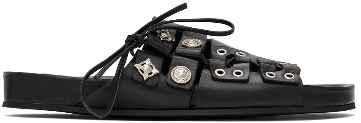 Photo: Toga Virilis Black Leather Slip-On Sandals