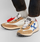 Off-White - Leather-Trimmed Shell and Suede Sneakers - Neutral