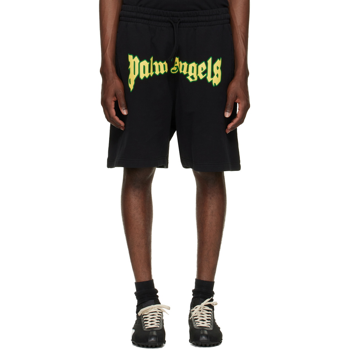 Palm Angels Black Outline Logo Sweat Shorts