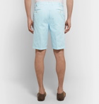 Loro Piana - Slim-Fit Pleated Cotton and Linen-Blend Bermuda Shorts - Light blue