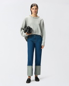Pinko Sweatshirt With Jewel Embroidery On The Neck Drizzle Grey