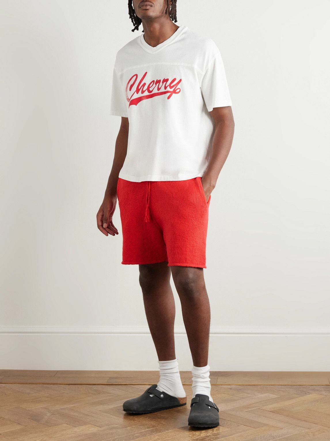 Cherry Los Angeles - Straight-Leg Cotton Drawstring Shorts - Red