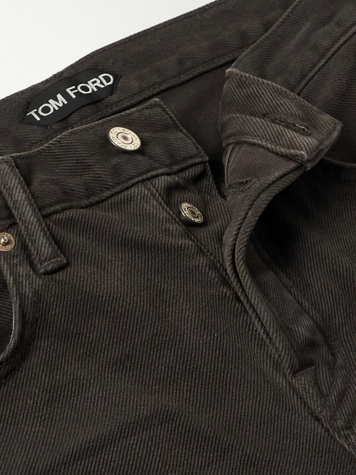 TOM FORD - Slim-Fit Straight-Leg Stretch-Cotton Twill Trousers - Brown ...