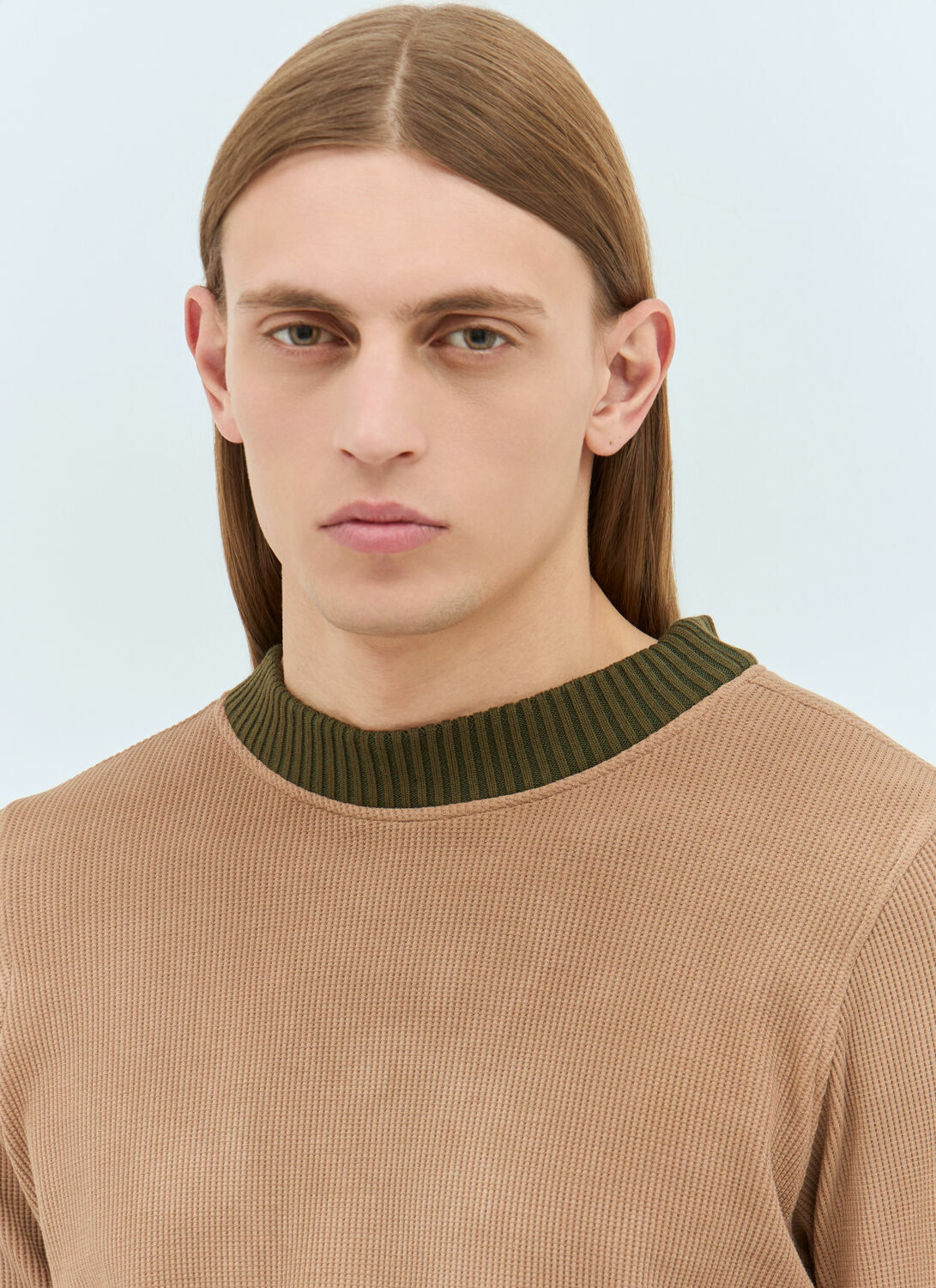Charlie Constantinou Panelled Waffle Top With Scarf