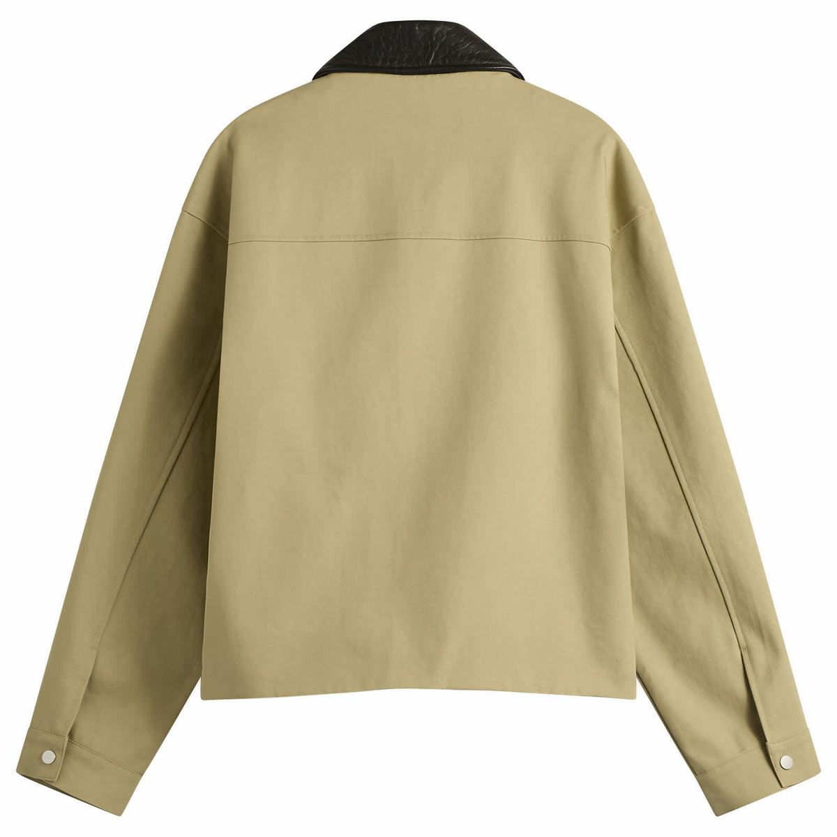 Cole Buxton Men's Leather Collar Cottom Overshirt in Sand