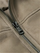 Moncler - Jumeaux Logo-Appliquéd Shearling and Leather-Trimmed Suede and Quilted Shell Down Jacket - Brown