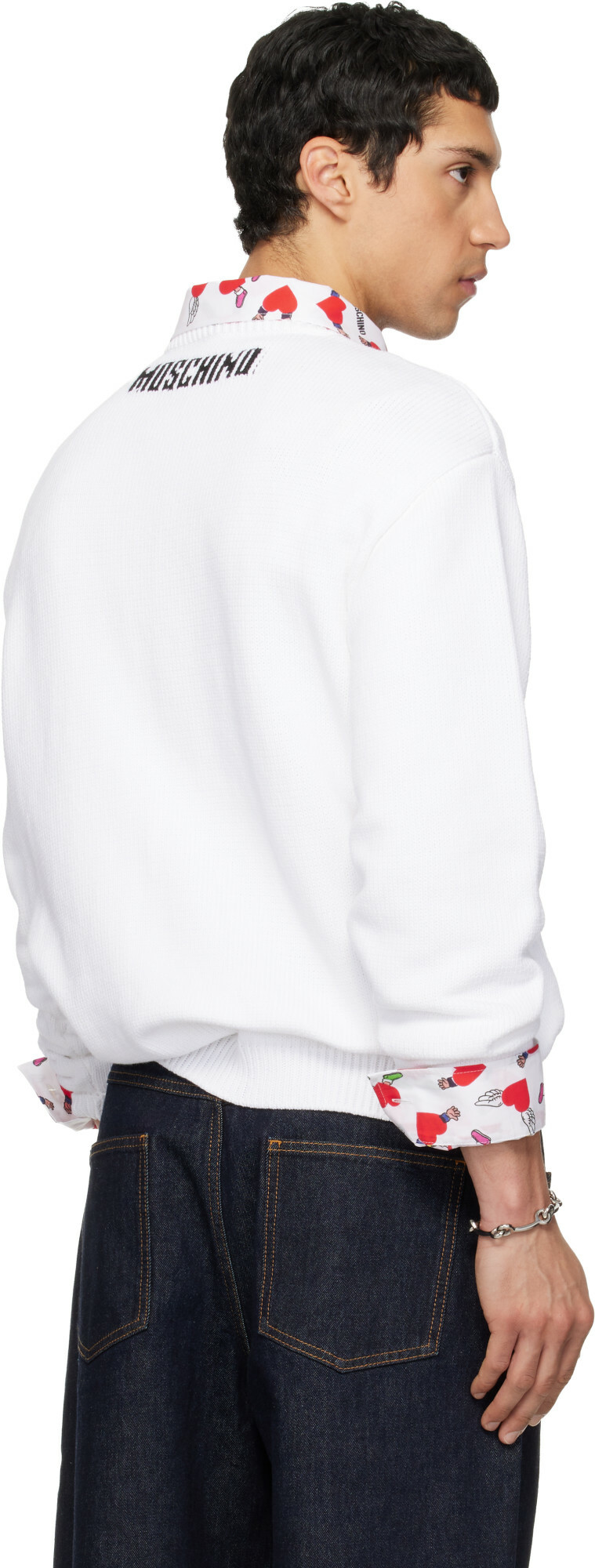 Moschino White All Over Hearts Sweater