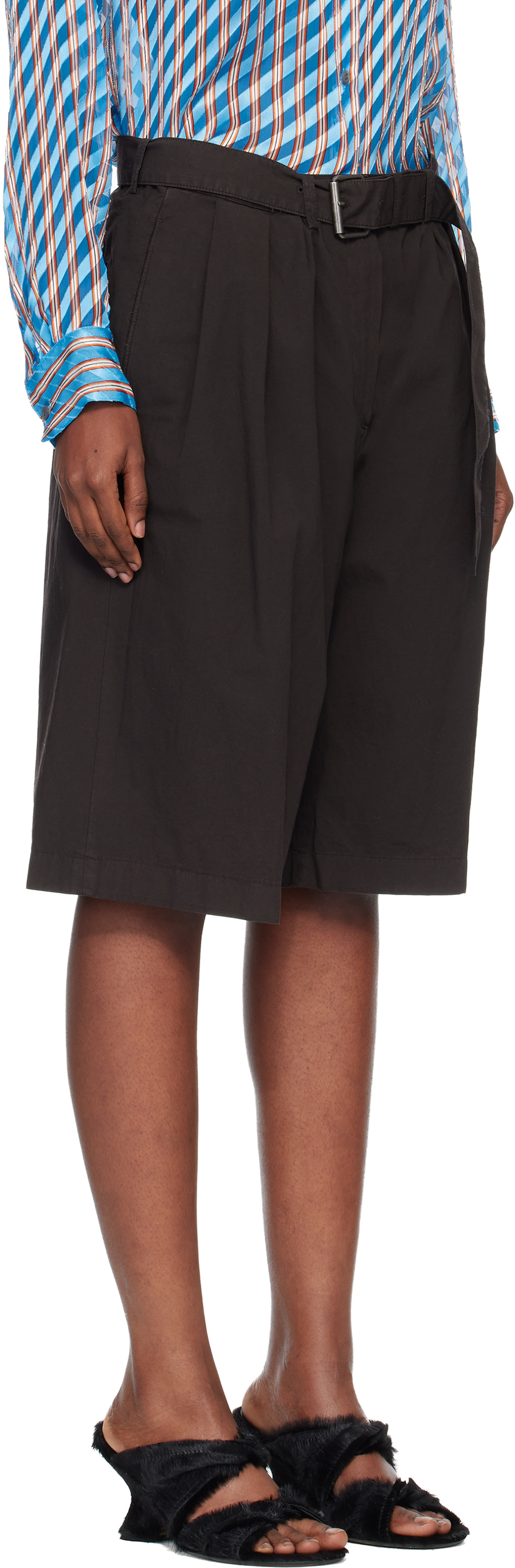 Dries Van Noten Brown Belted Shorts