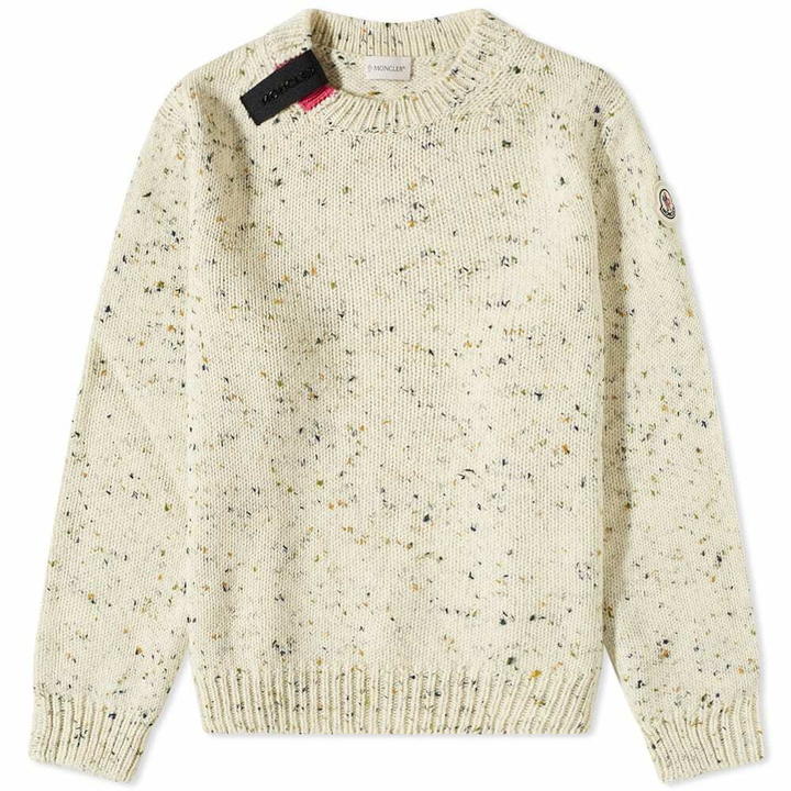 Photo: Moncler Men's Tab Logo Neps Crew Knit in Oatmeal