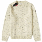 Moncler Men's Tab Logo Neps Crew Knit in Oatmeal