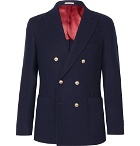 Brunello Cucinelli - Navy Unstructured Double-Breasted Wool and Cashmere-Blend Blazer - Men - Navy