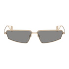 Gucci Gold and Grey Rectangular Sunglasses
