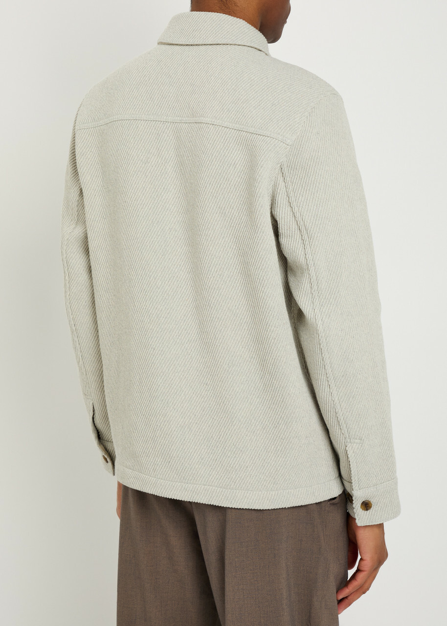 Les Deux Hamilton Textured Twill Overshirt Light Grey