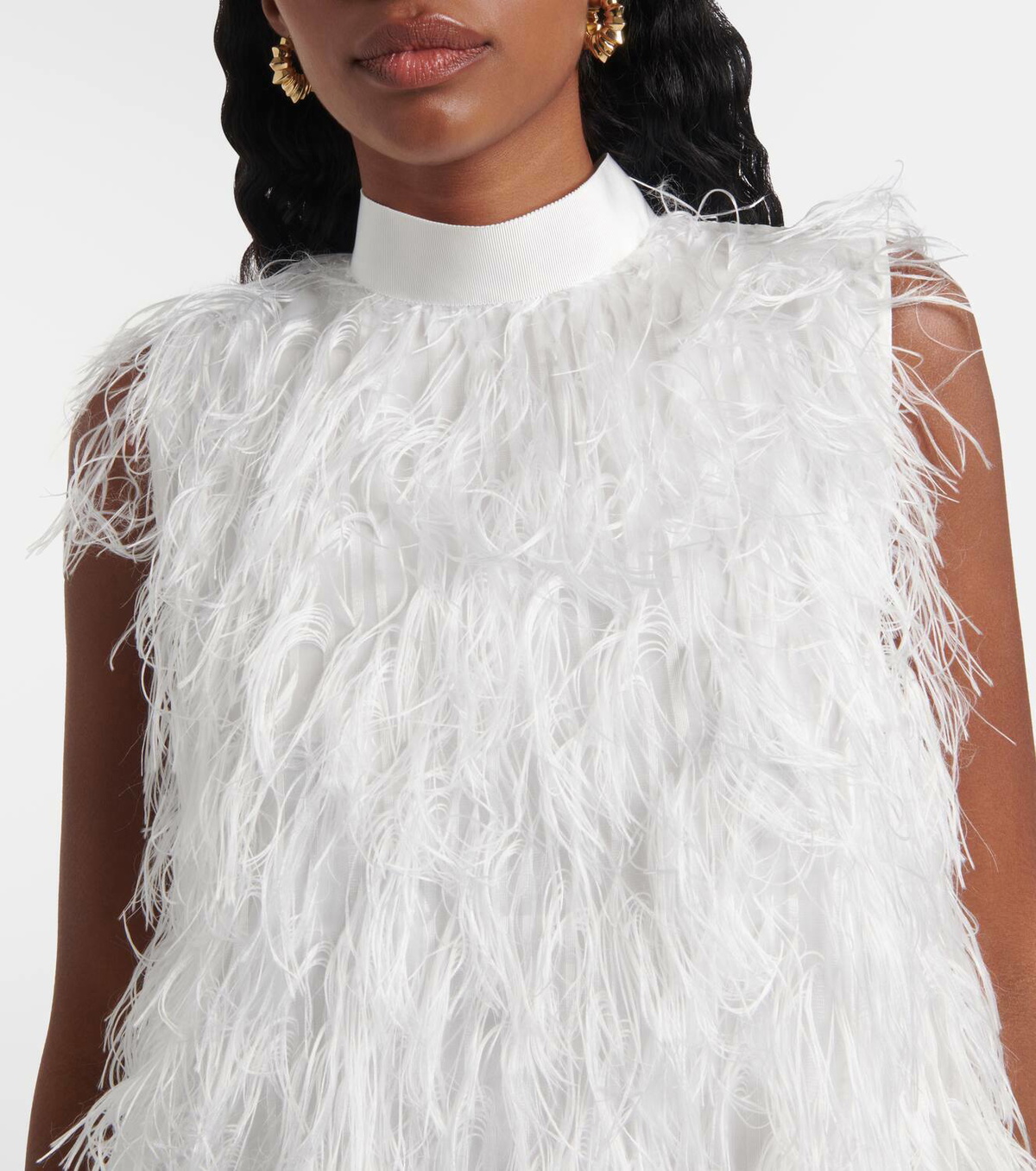 Roksanda Bridal Odette faux feather-trimmed silk minidress