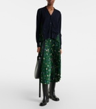Sacai Floral plissé satin midi skirt
