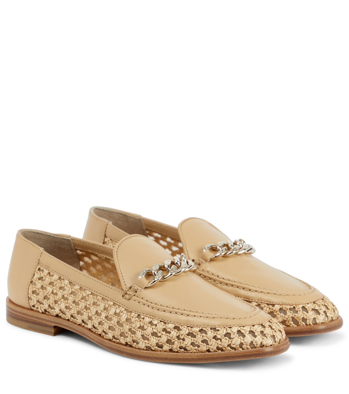 Jimmy Choo - Marti leather and raffia loafers Jimmy Choo