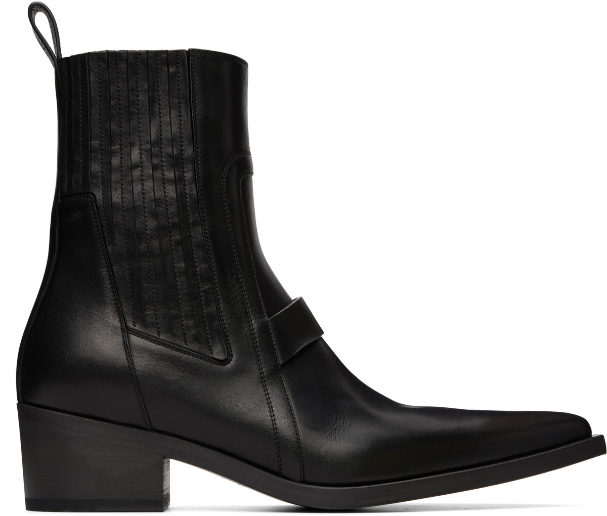 Rick Owens Black Leather Heeled Sliver Boots Rick Owens