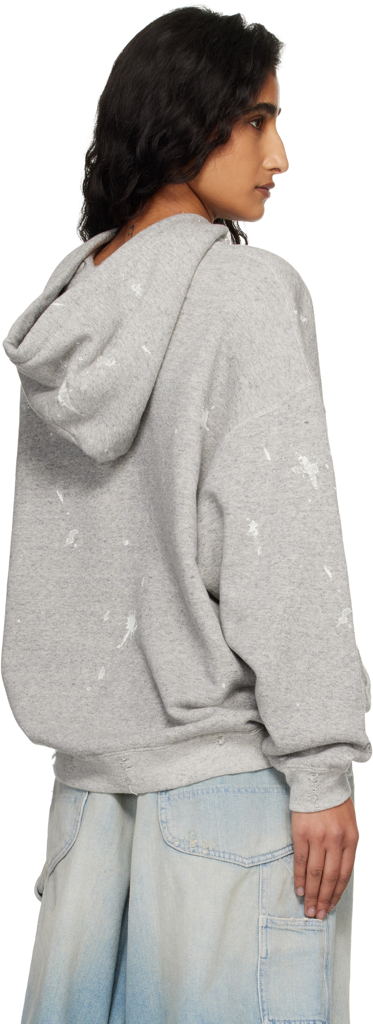 R13 Gray 'Not A Fan' Oversized Hoodie