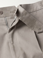 STÒFFA - Pleated Brushed Cotton-Twill Trousers - Brown