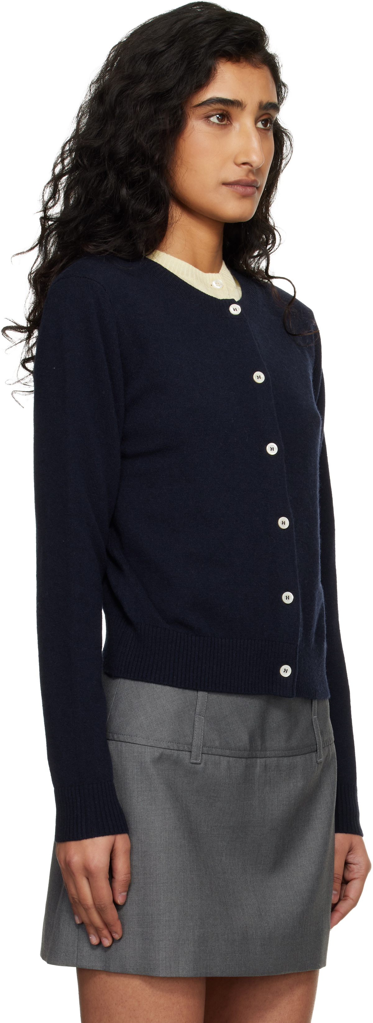 Dunst Navy Essential Crewneck Knit Cardigan