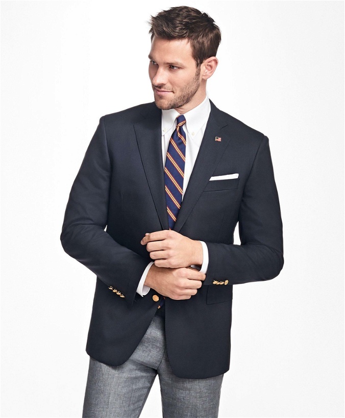 Photo: Brooks Brothers Men's Regent Classic-Fit Two-Button 1818 Blazer | Navy