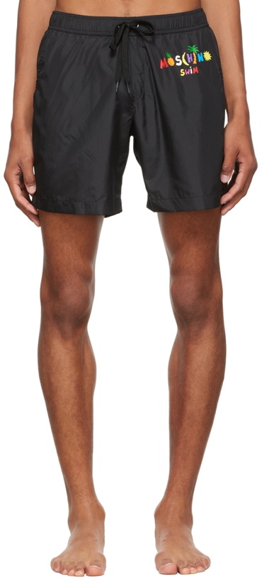 Photo: Moschino Black Polyester Swim Shorts